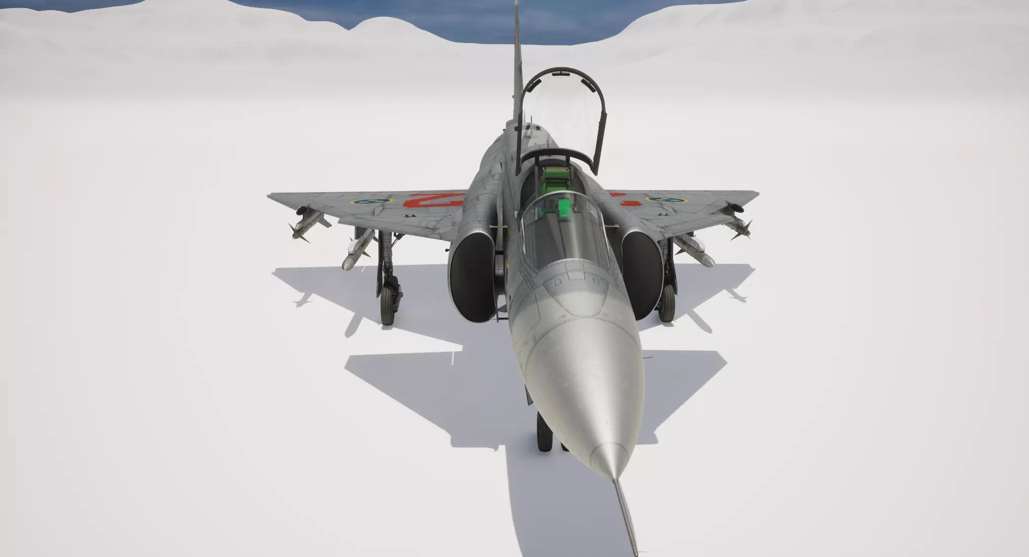 Rigged Saab 37 Viggen Fighter 3D model_13