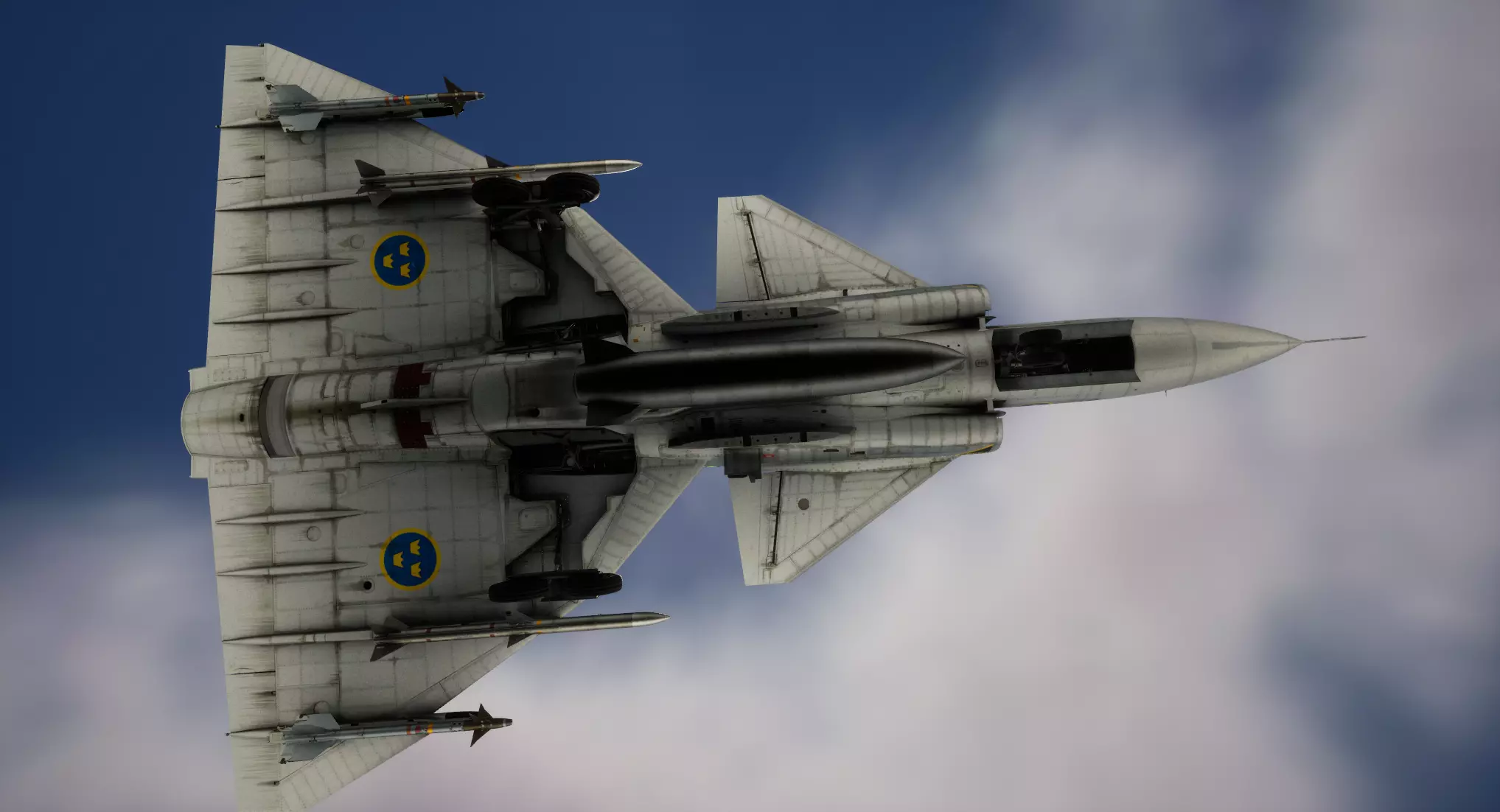 Rigged Saab 37 Viggen Fighter 3D model_4