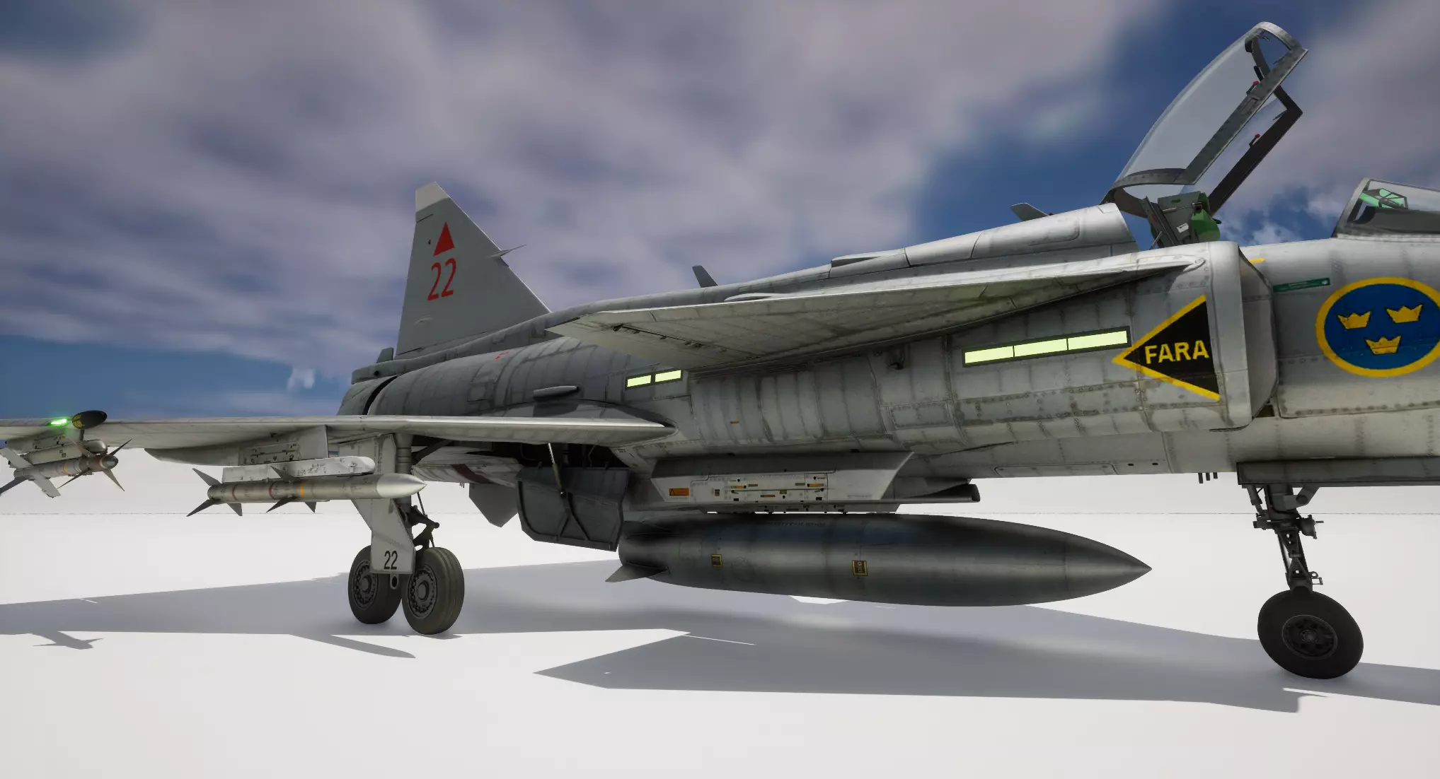 Rigged Saab 37 Viggen Fighter 3D model_10