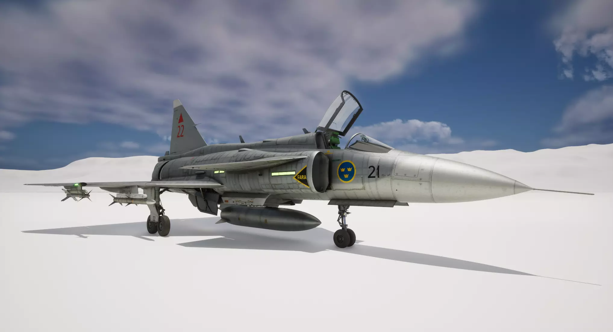 Rigged Saab 37 Viggen Fighter 3D model_11
