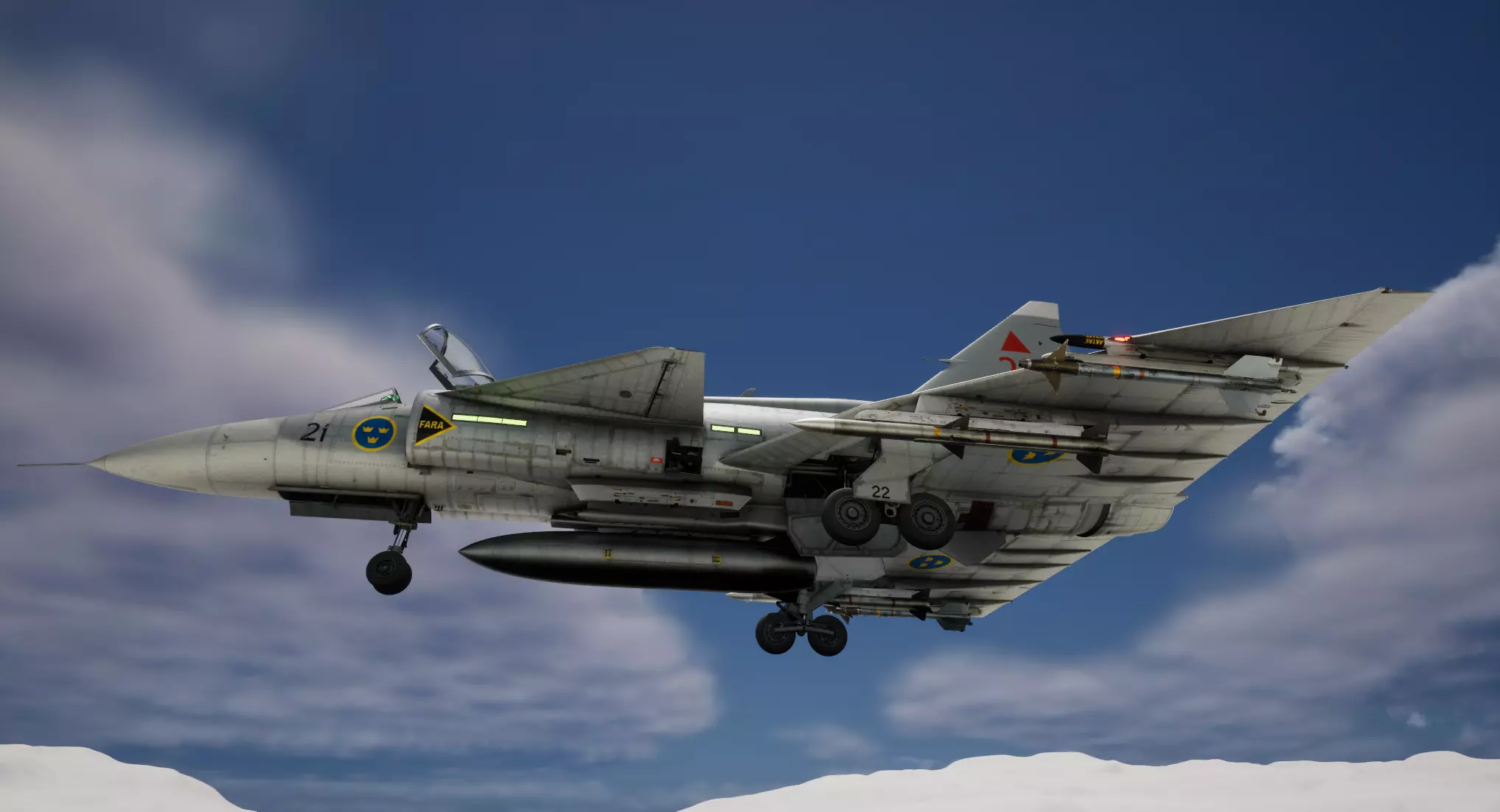 Rigged Saab 37 Viggen Fighter 3D model_3