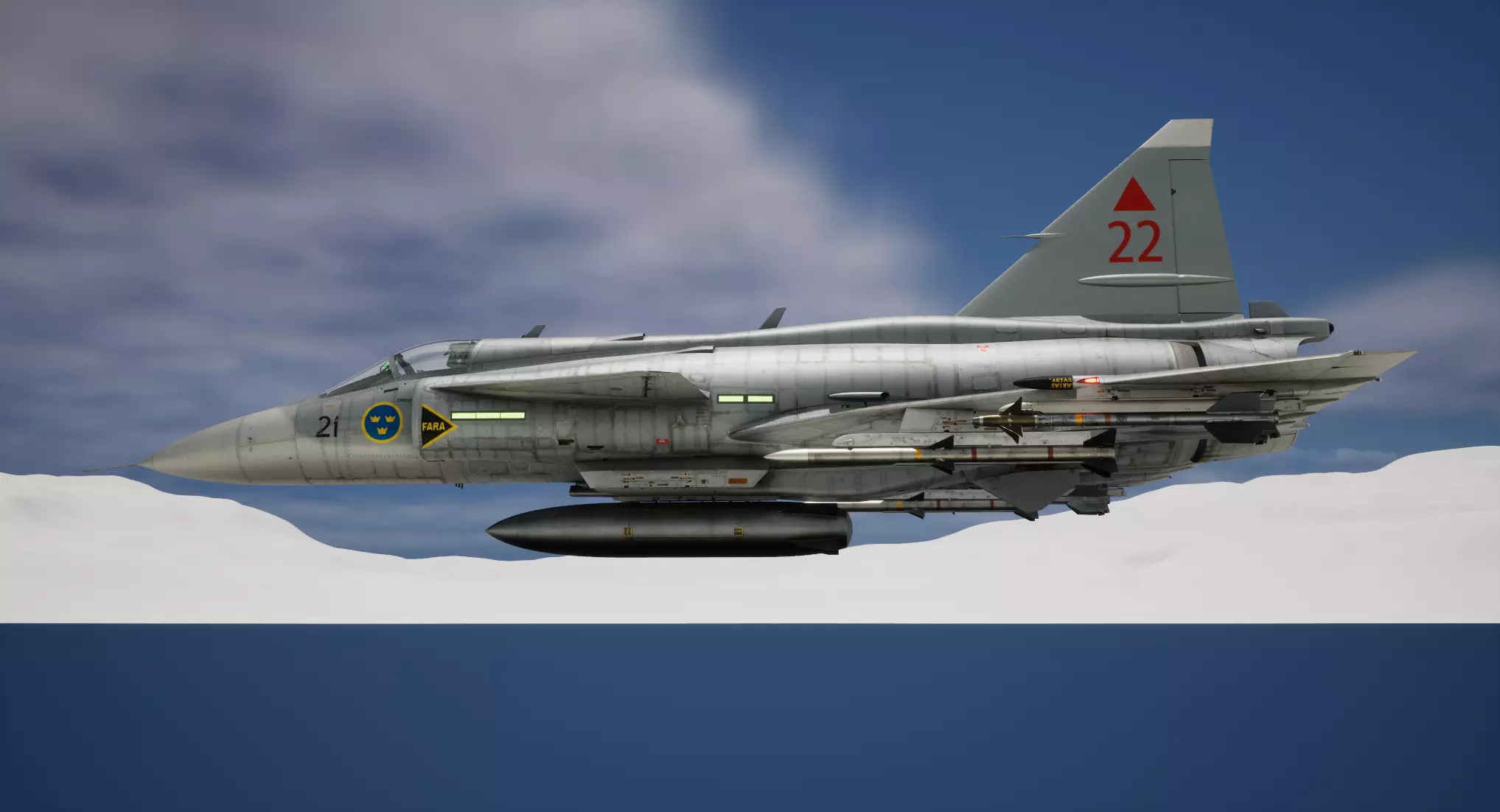 Rigged Saab 37 Viggen Fighter 3D model_15