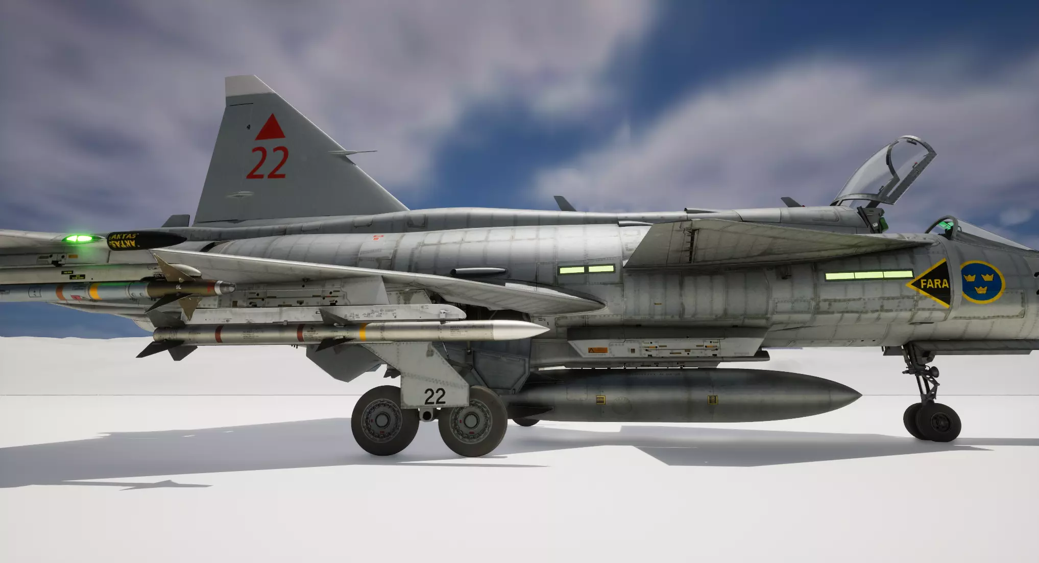 Rigged Saab 37 Viggen Fighter 3D model_9