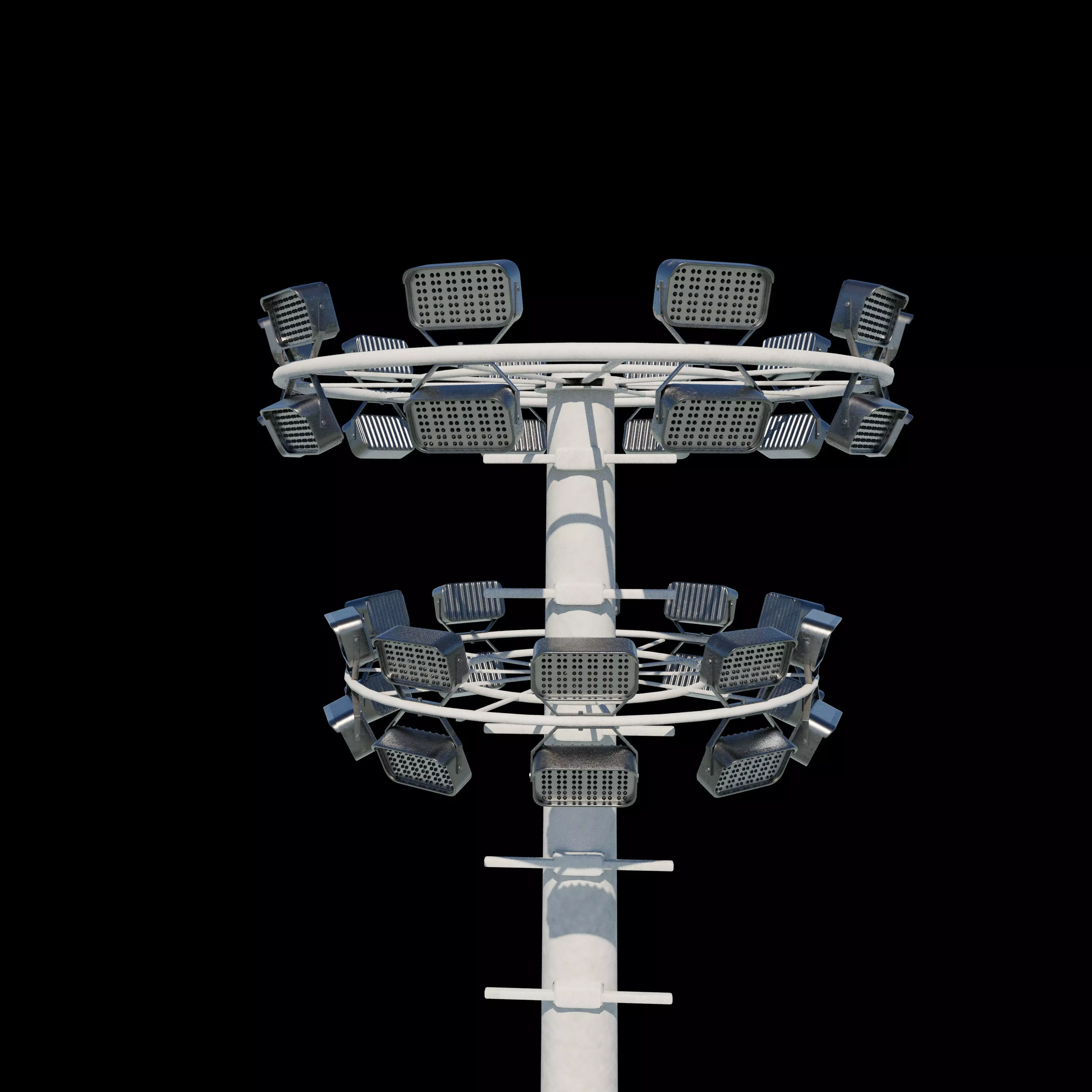 High Mast Light Pole with Flood Light 3D model_4