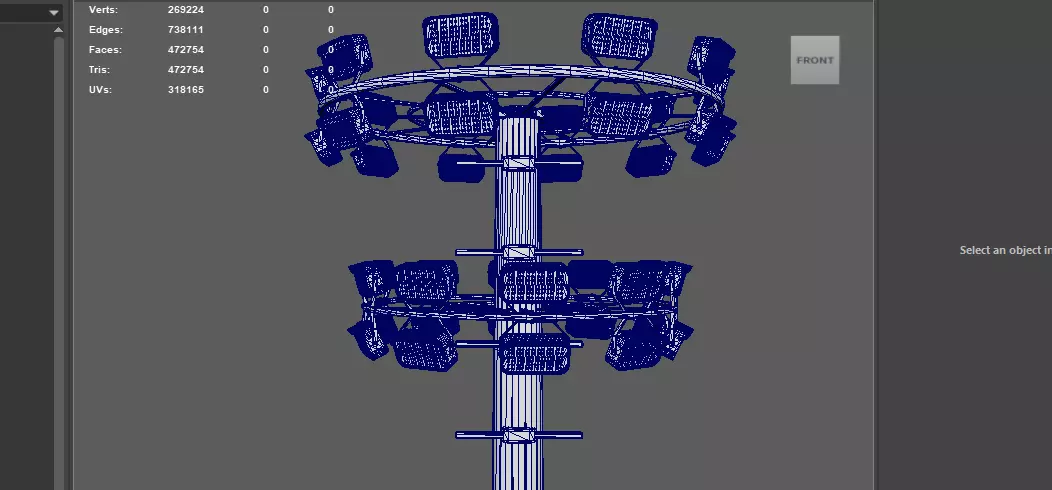 High Mast Light Pole with Flood Light 3D model_17