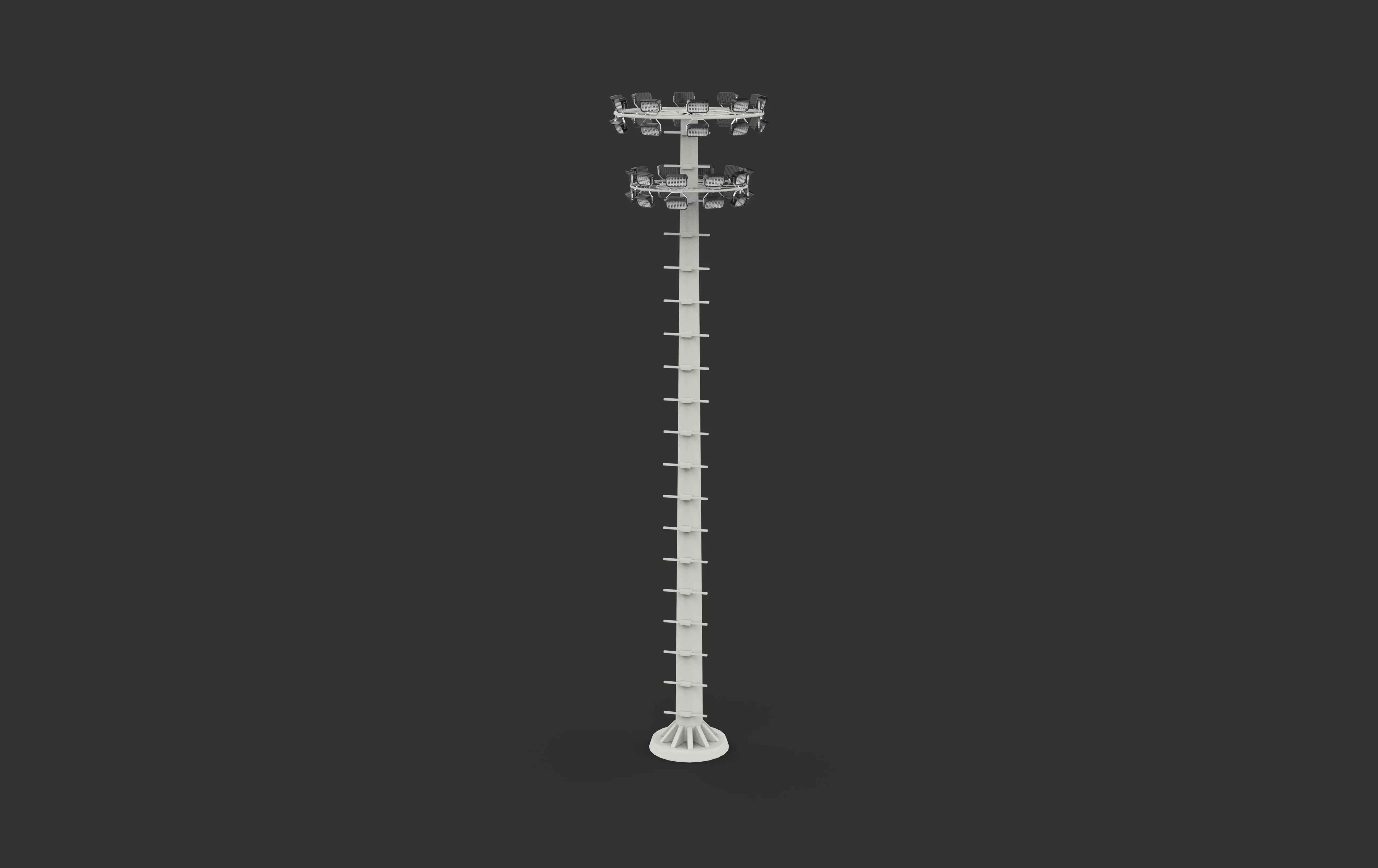 High Mast Light Pole with Flood Light 3D model_9