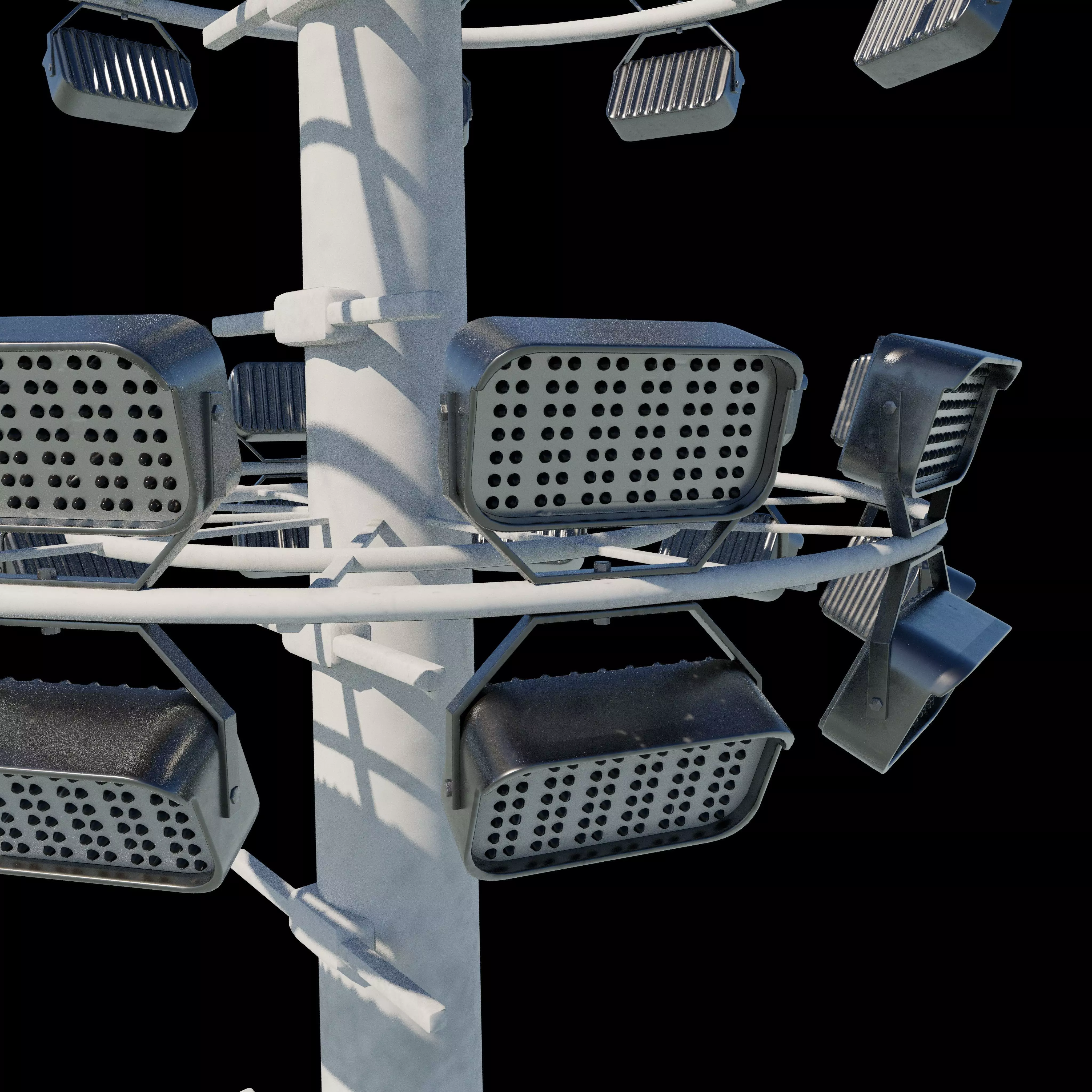 High Mast Light Pole with Flood Light 3D model_7