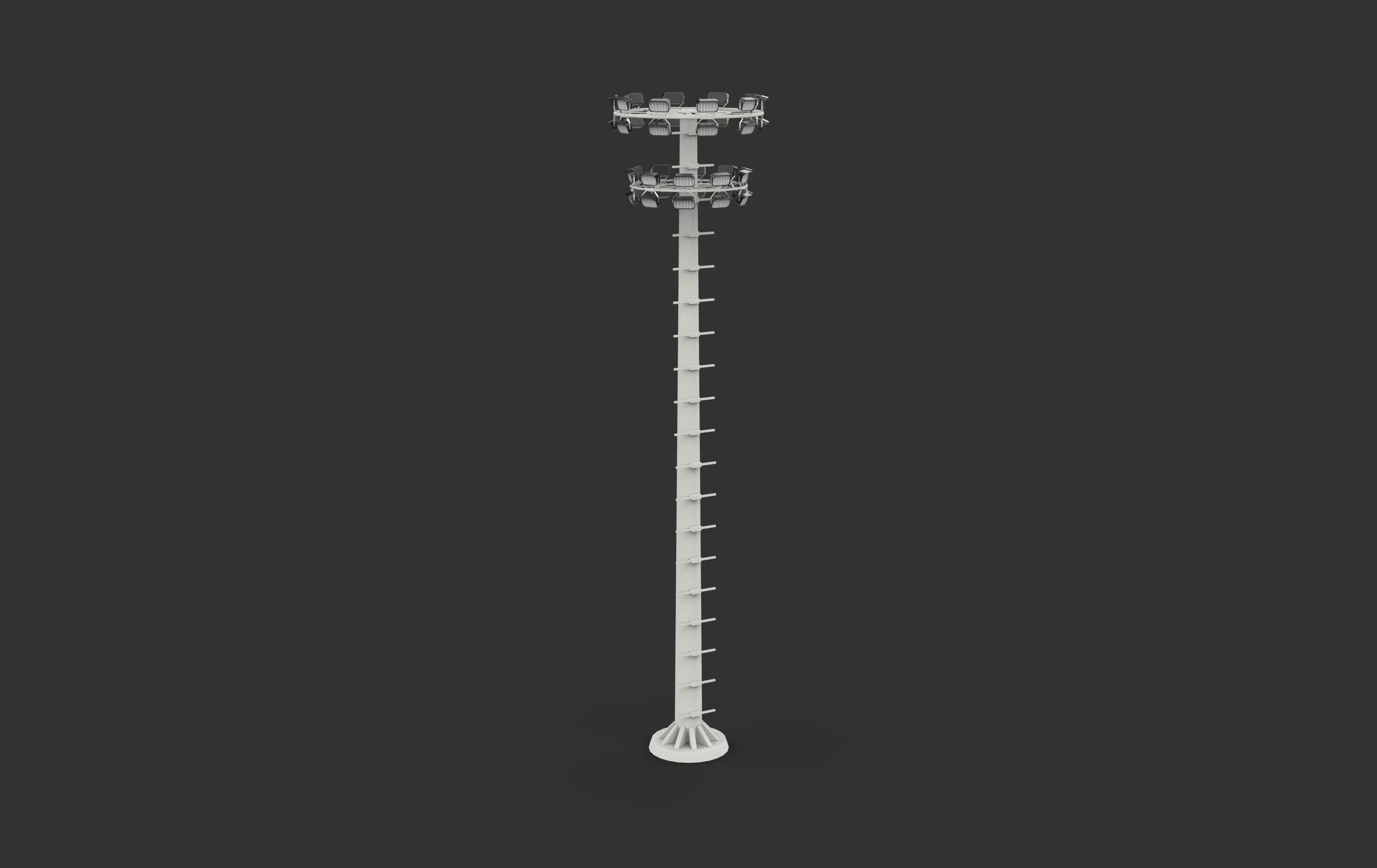 High Mast Light Pole with Flood Light 3D model_5