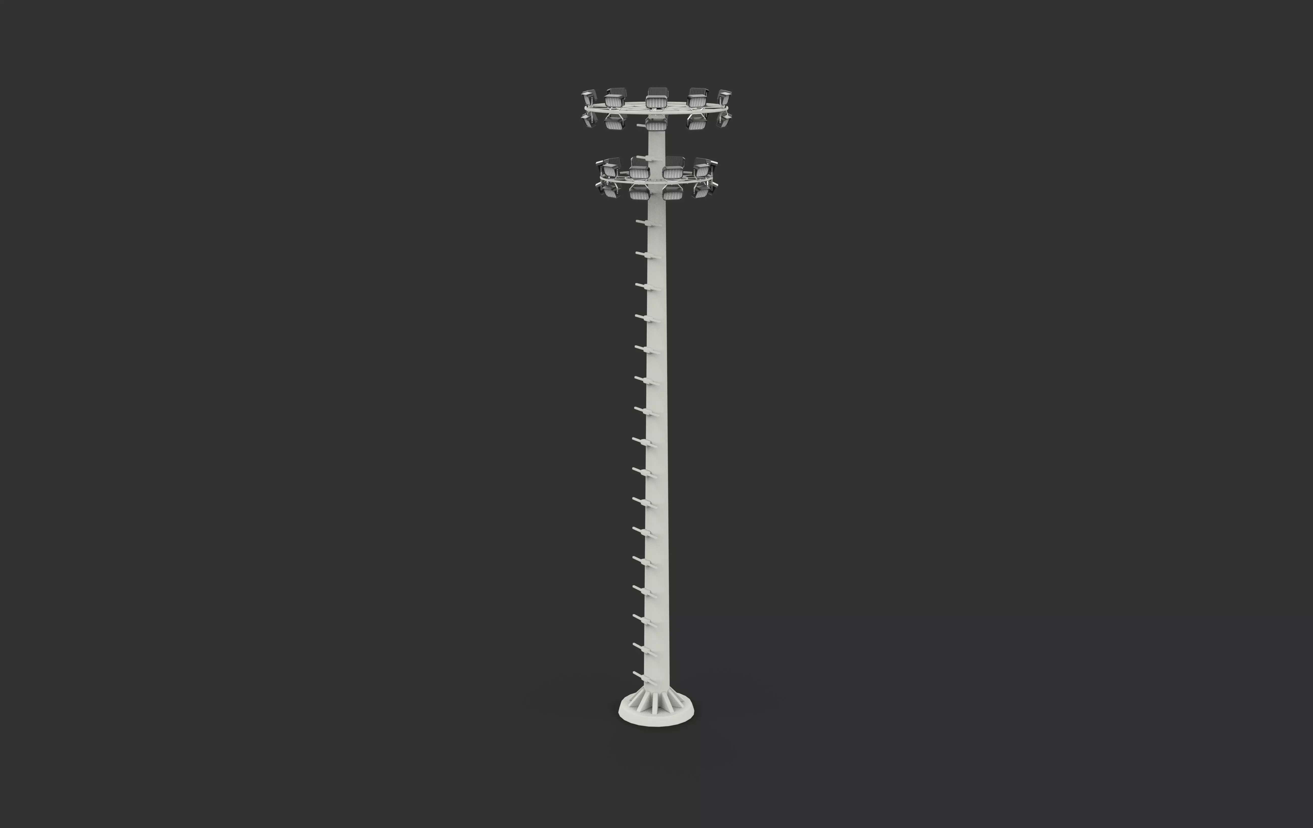 High Mast Light Pole with Flood Light 3D model_10