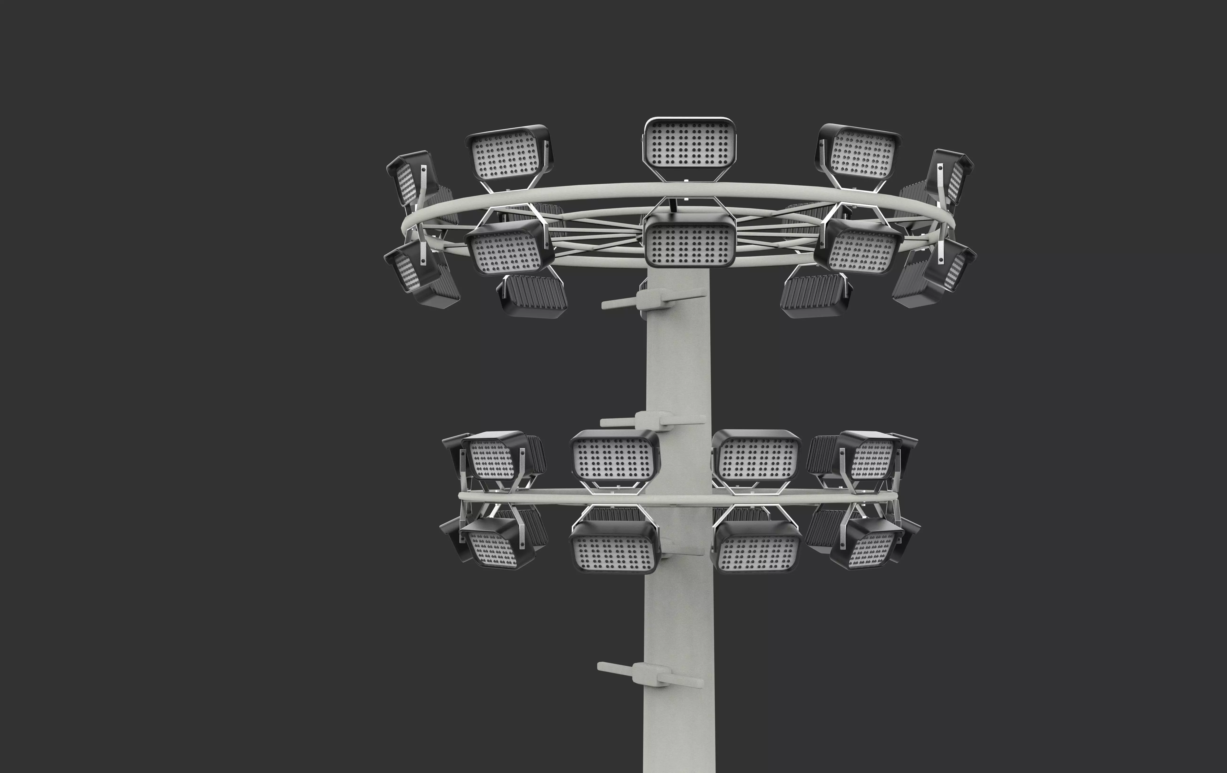 High Mast Light Pole with Flood Light 3D model_15