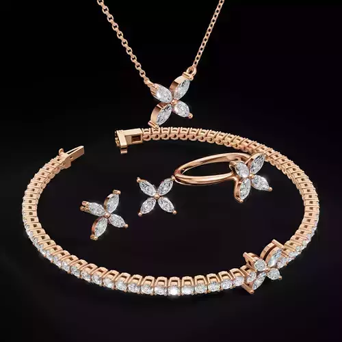 Marquise Diamond Collection Ring Pendant Earrings Bracelet