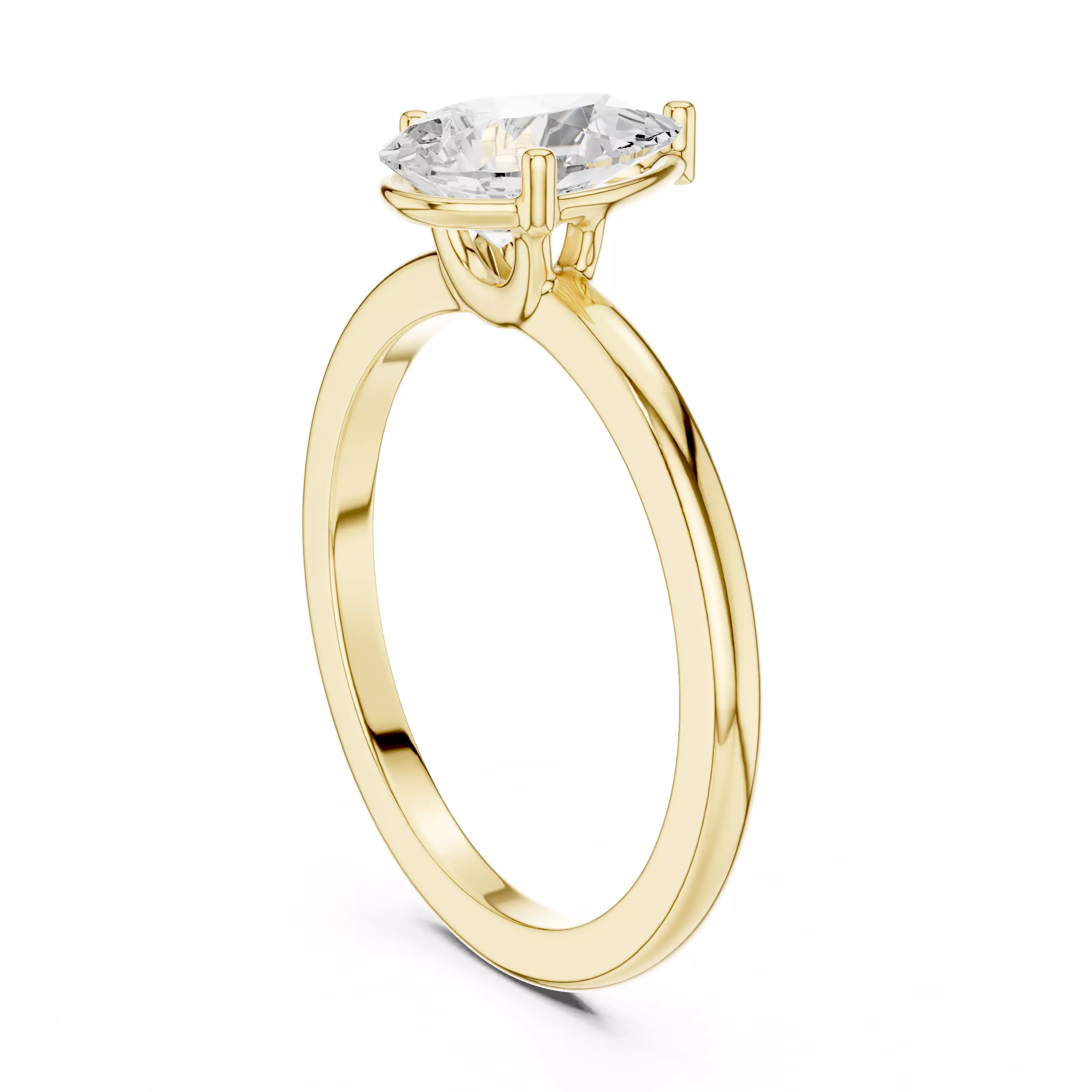 1CT Pear Cut Solitaire Diamond Engagement Ring 3DM STL Video 3D print model_7