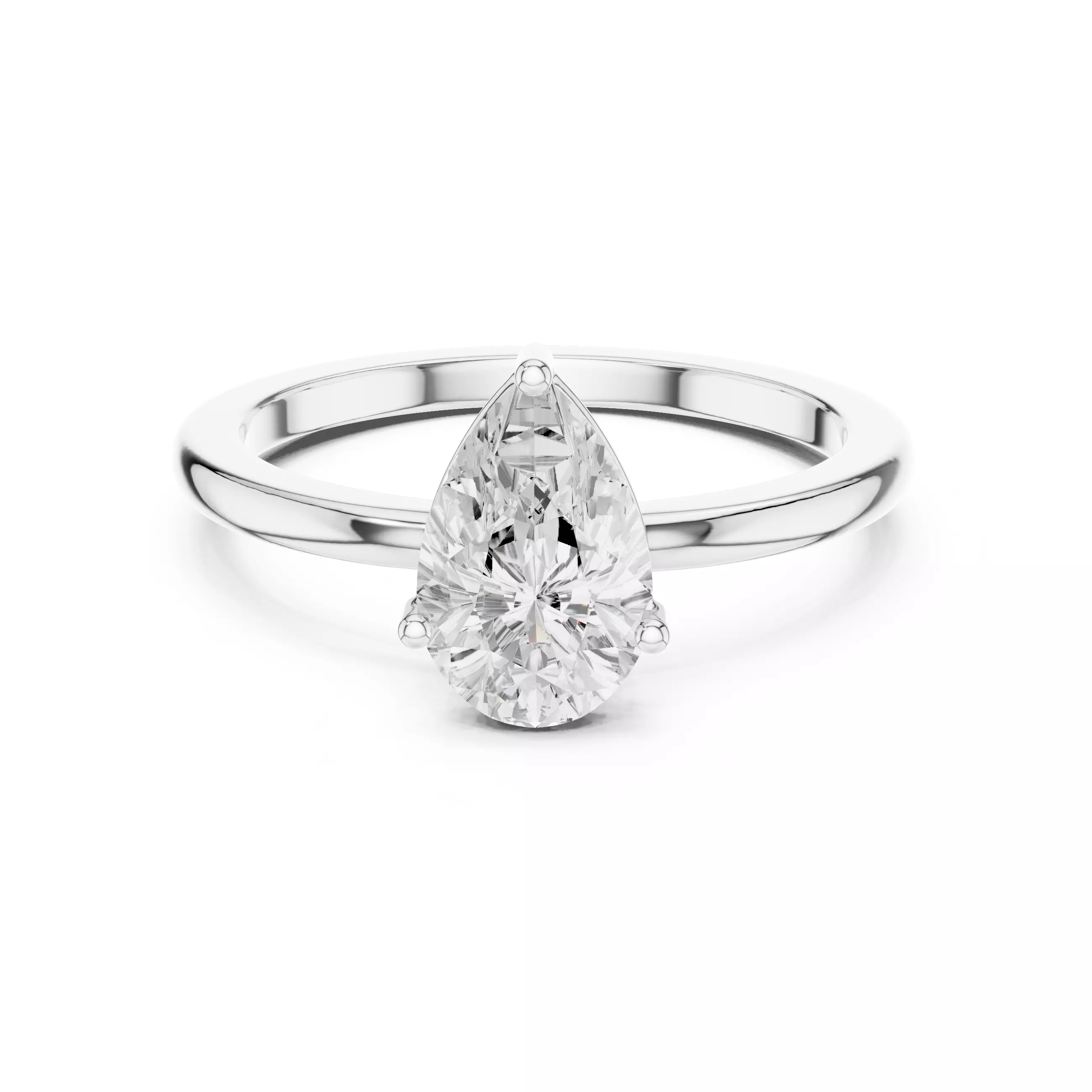 1CT Pear Cut Solitaire Diamond Engagement Ring 3DM STL Video 3D print model_14