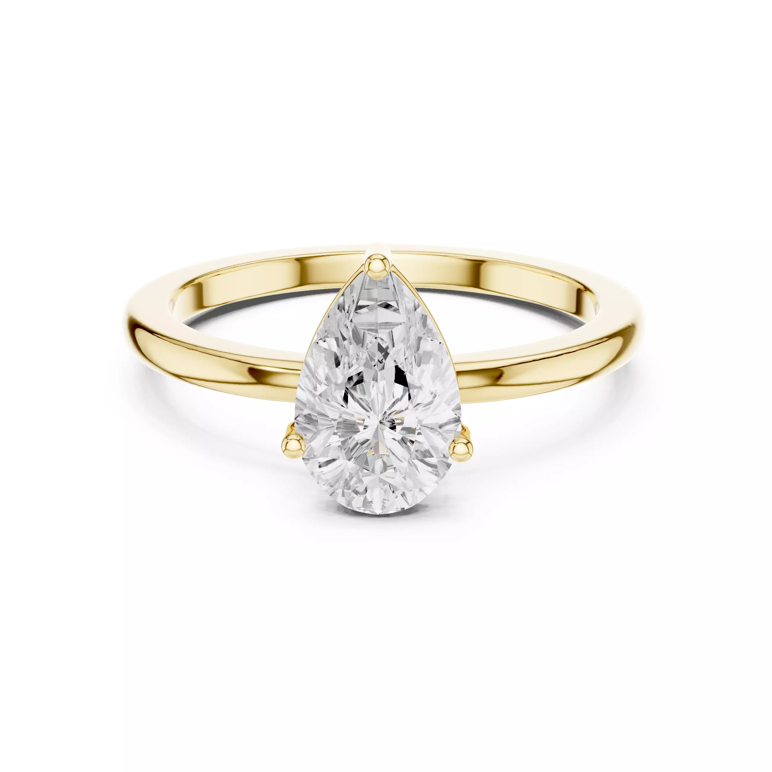 1CT Pear Cut Solitaire Diamond Engagement Ring 3DM STL Video 3D print model_10