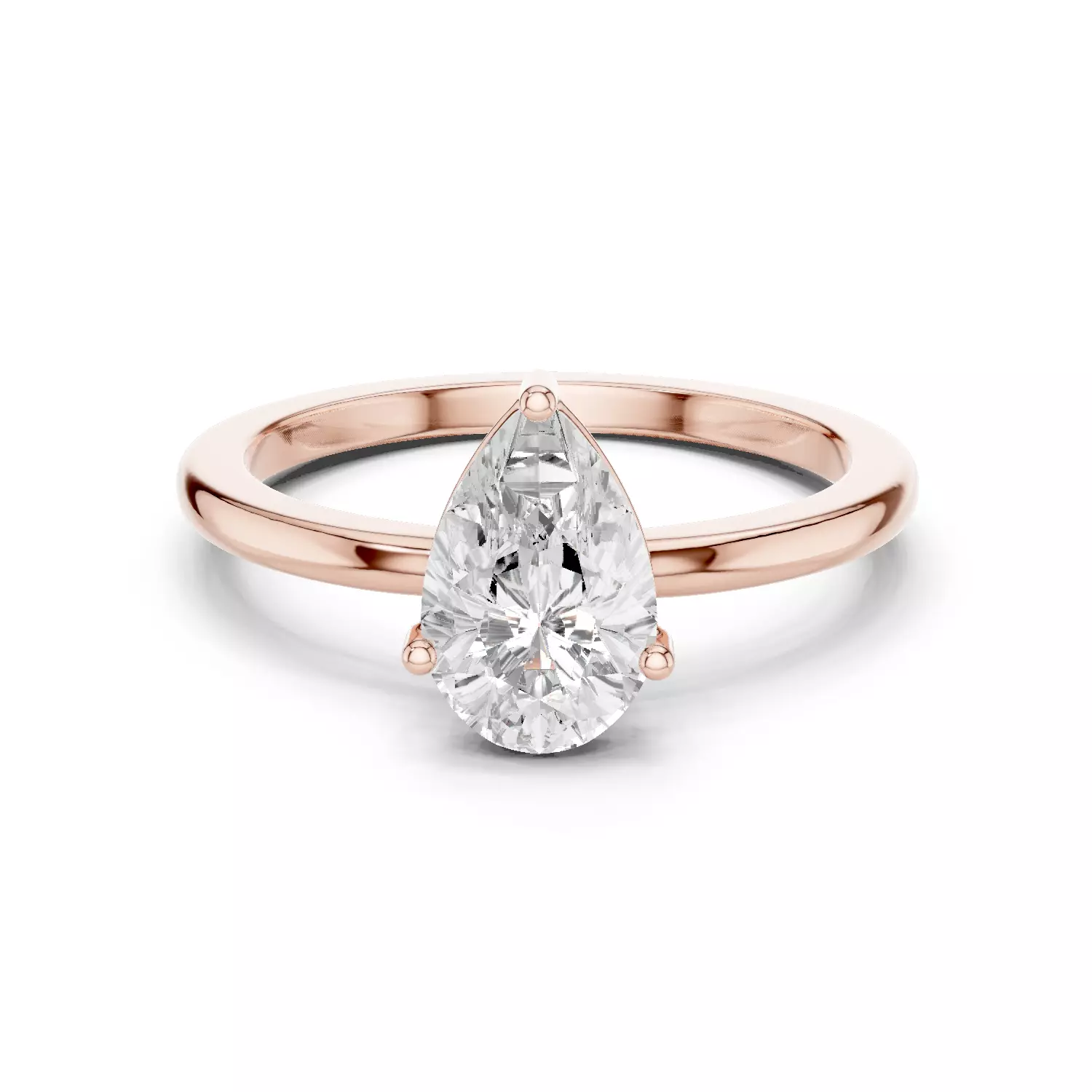 1CT Pear Cut Solitaire Diamond Engagement Ring 3DM STL Video 3D print model_0