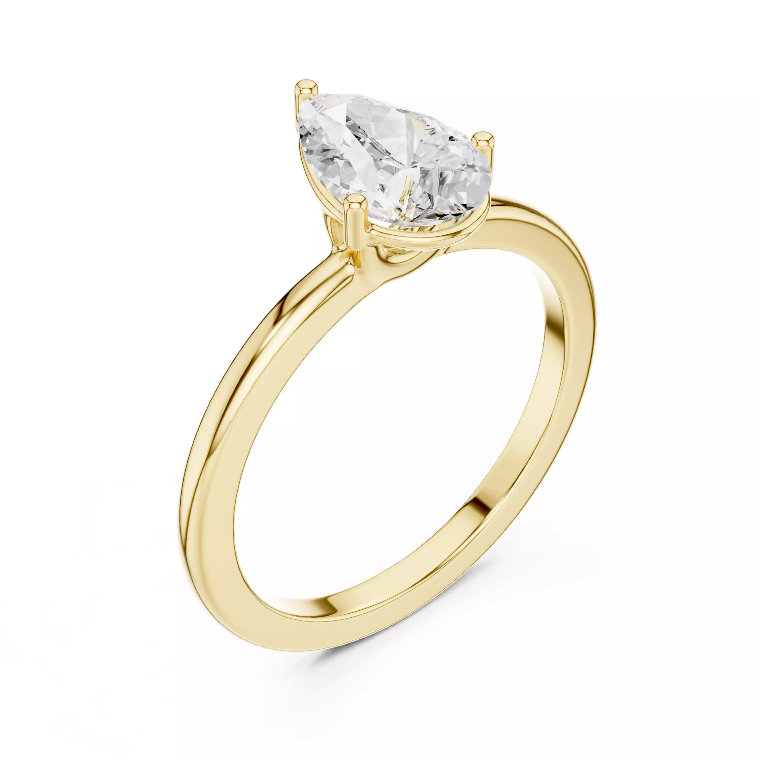 1CT Pear Cut Solitaire Diamond Engagement Ring 3DM STL Video 3D print model_8