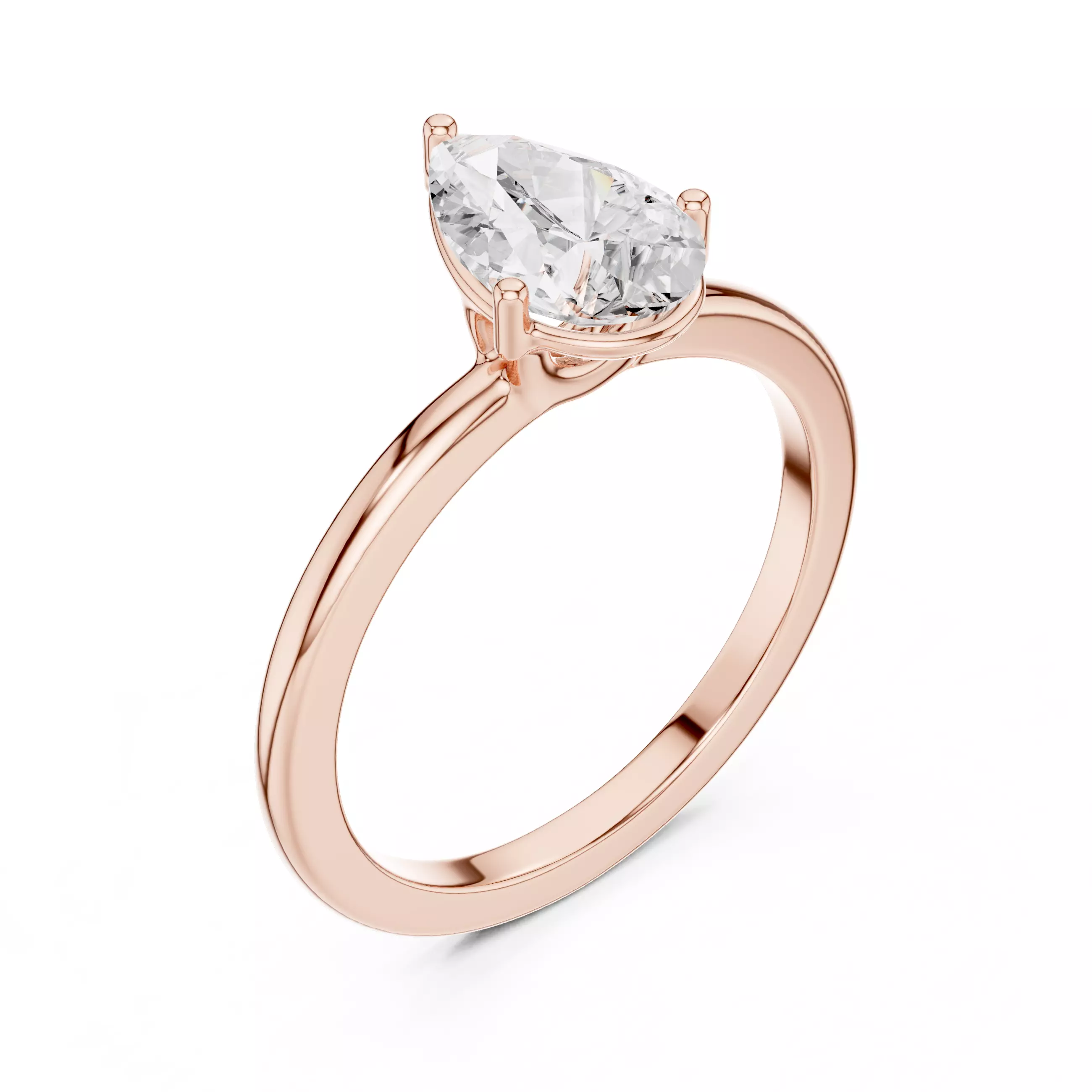 1CT Pear Cut Solitaire Diamond Engagement Ring 3DM STL Video 3D print model_4