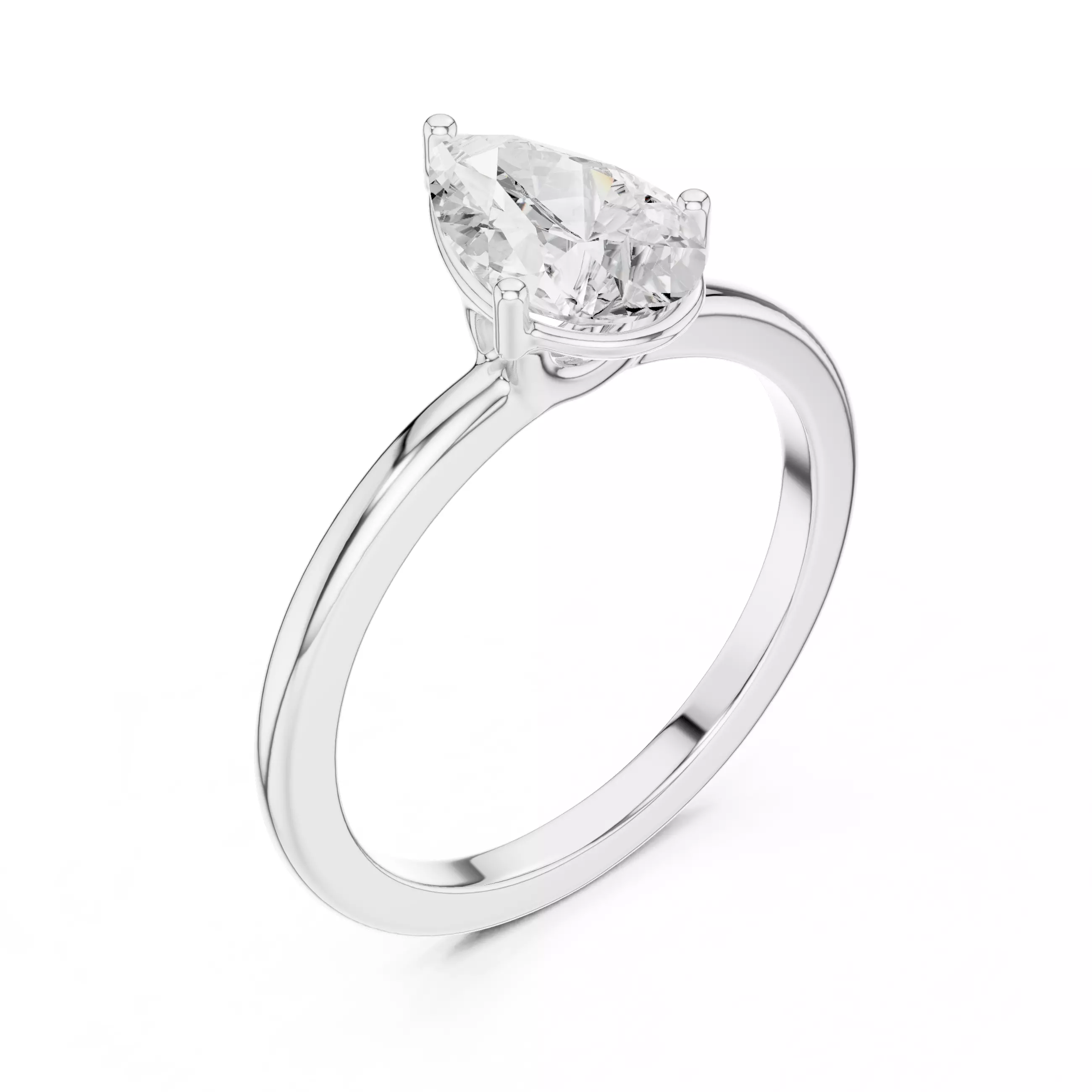 1CT Pear Cut Solitaire Diamond Engagement Ring 3DM STL Video 3D print model_12