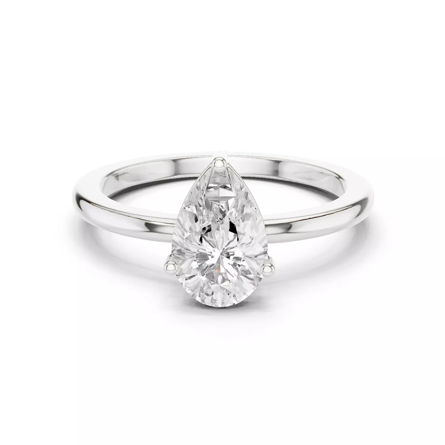 1CT Pear Cut Solitaire Diamond Engagement Ring 3DM STL Video 3D print model_2