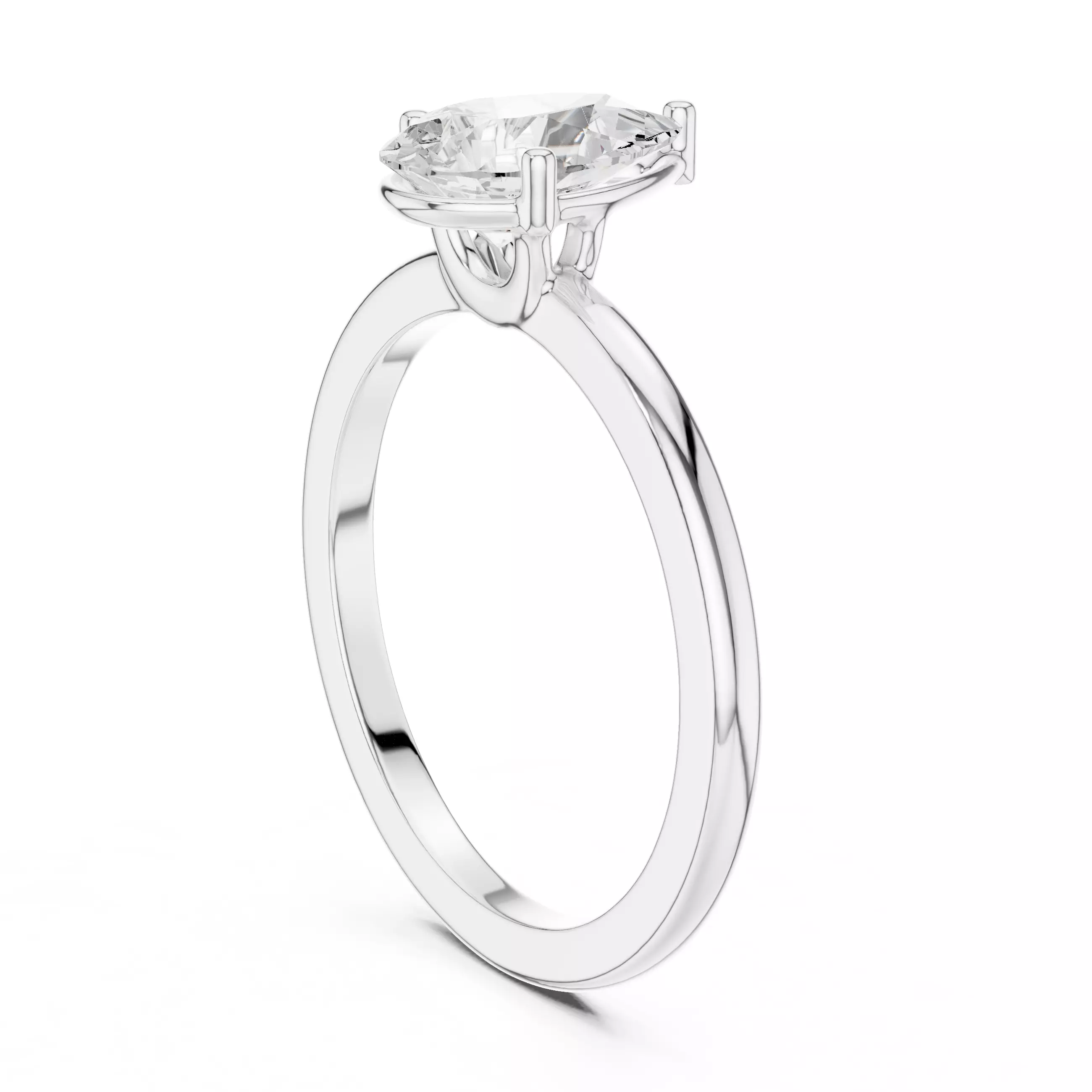 1CT Pear Cut Solitaire Diamond Engagement Ring 3DM STL Video 3D print model_11