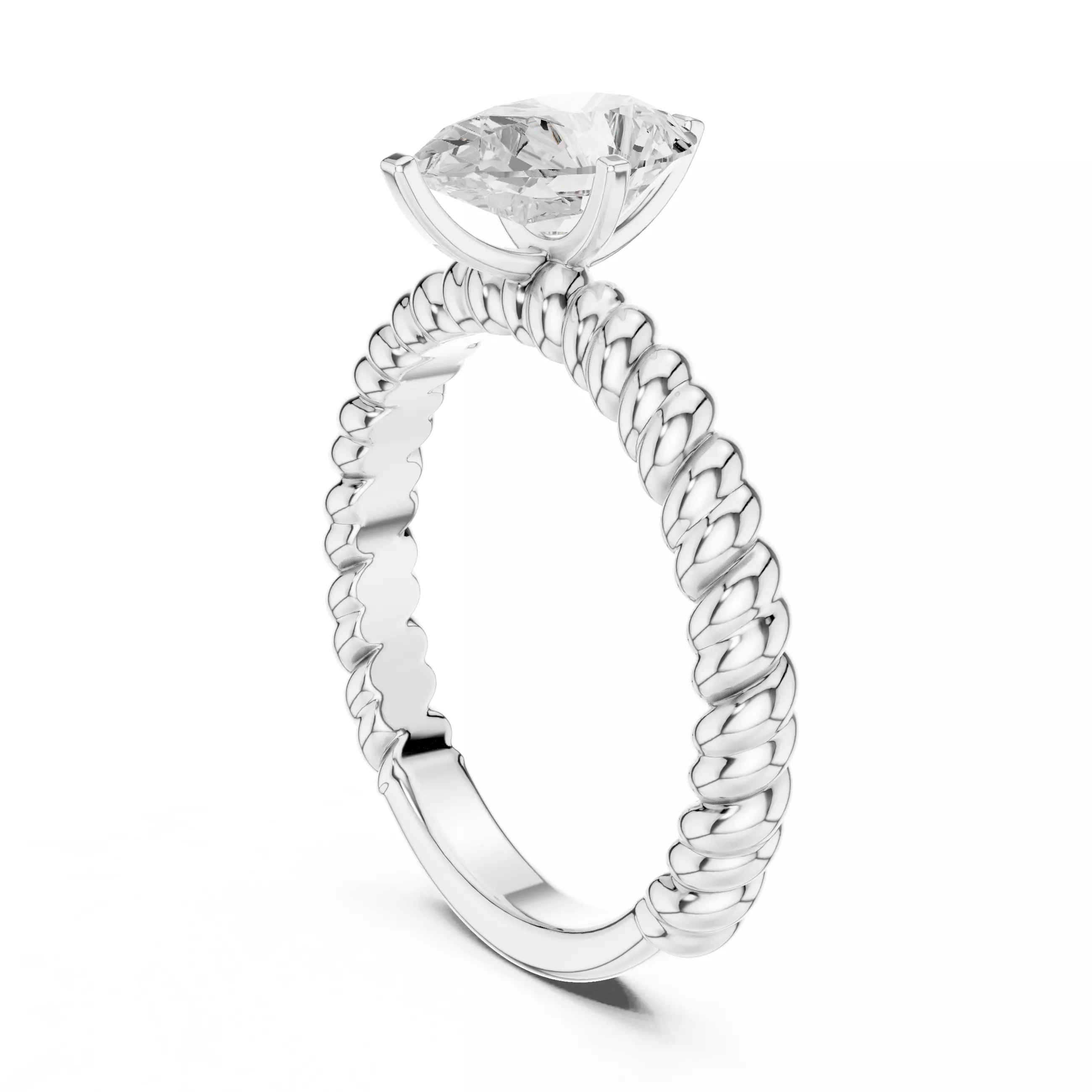 1CT Pear Cut Solitaire Engagement Ring Rope Band 3DM STL Video 3D print model_11