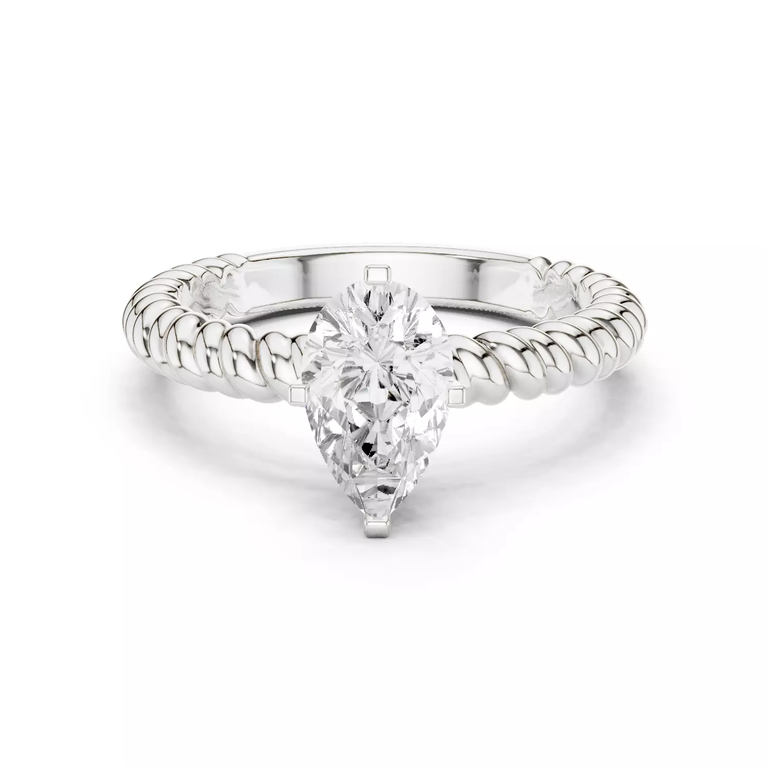 1CT Pear Cut Solitaire Engagement Ring Rope Band 3DM STL Video 3D print model_2