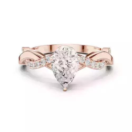 Twisted Shank Pear Cut Engagement Wedding Ring 3DM STL Video