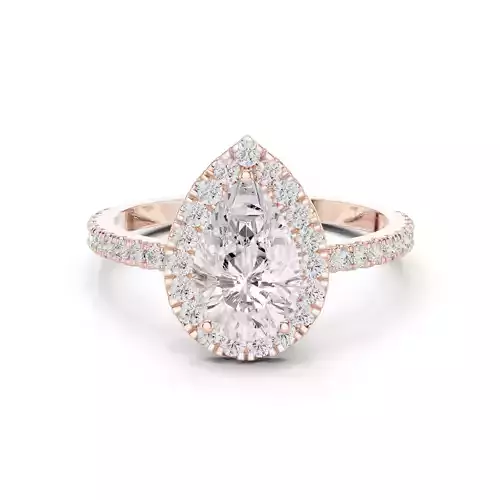 Pear Cut Halo Diamond Engagement Wedding Ring 3DM STL Video