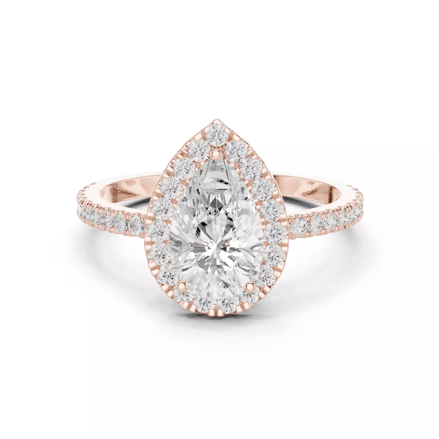 Pear Cut Halo Diamond Engagement Wedding Ring 3DM STL Video 3D print model