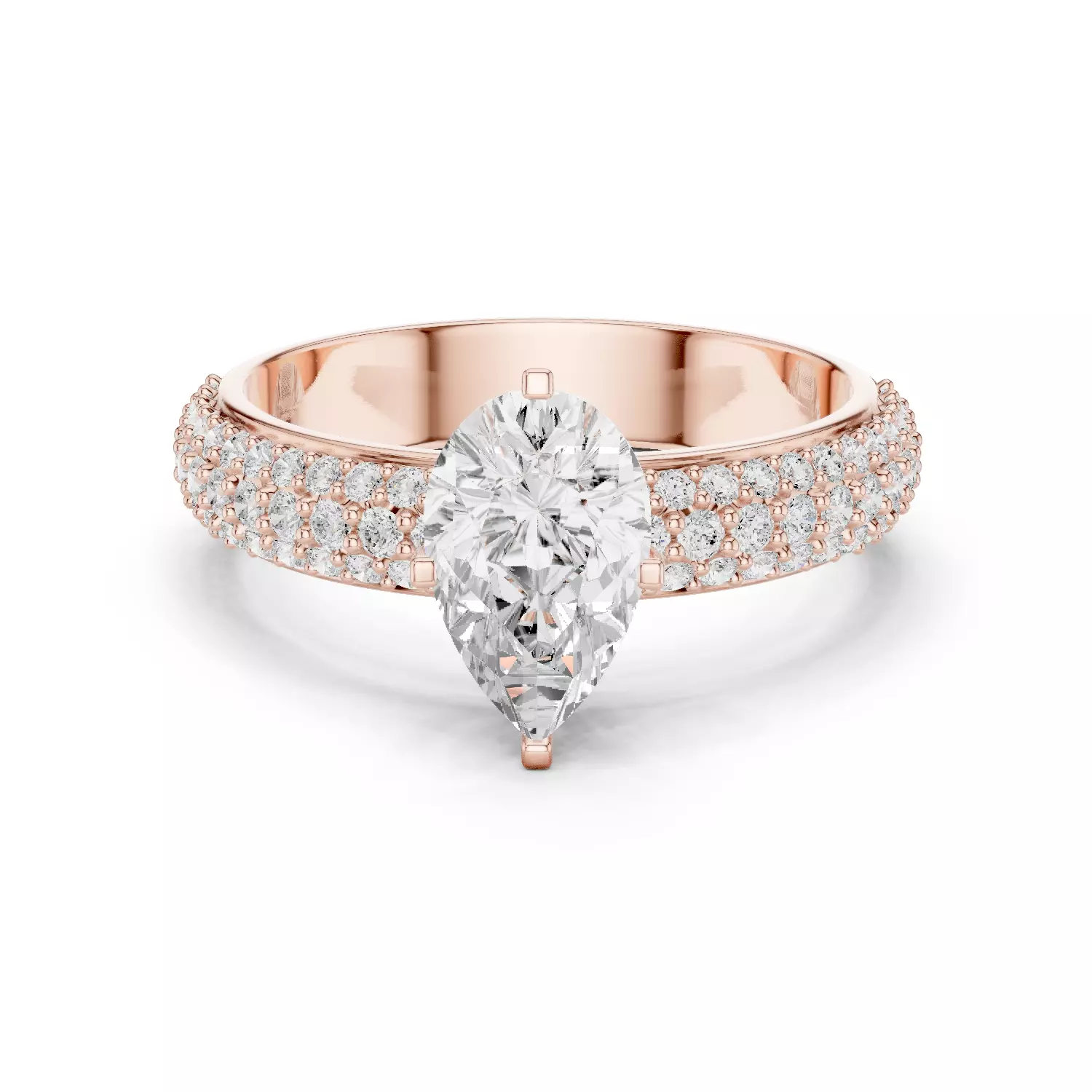 Round Cluster Dome Shape Band Pear Engagement Ring 3DM STL Video 3D print model