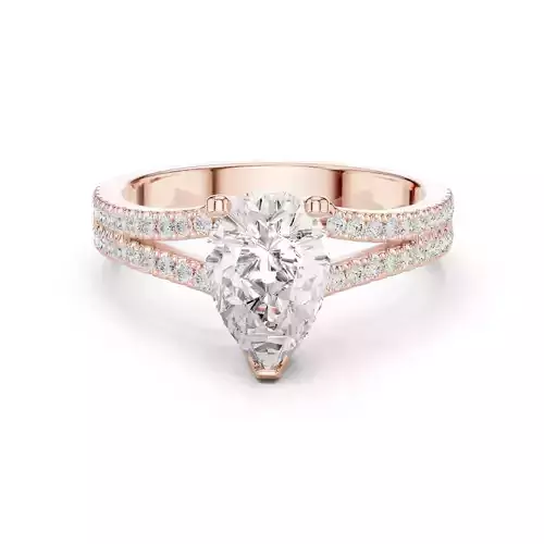 Split Shank Round Pave Pear Cut Engagement Ring 3DM STL Video
