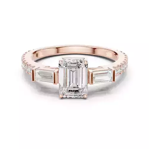 Emerald And Baguette Cut Engagement Wedding Ring 3DM STL Video