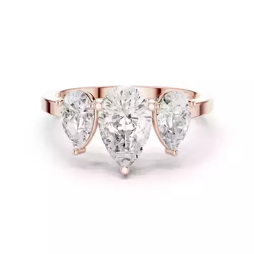 Three Stone Pear Diamond Engagement Wedding Ring 3DM STL Video