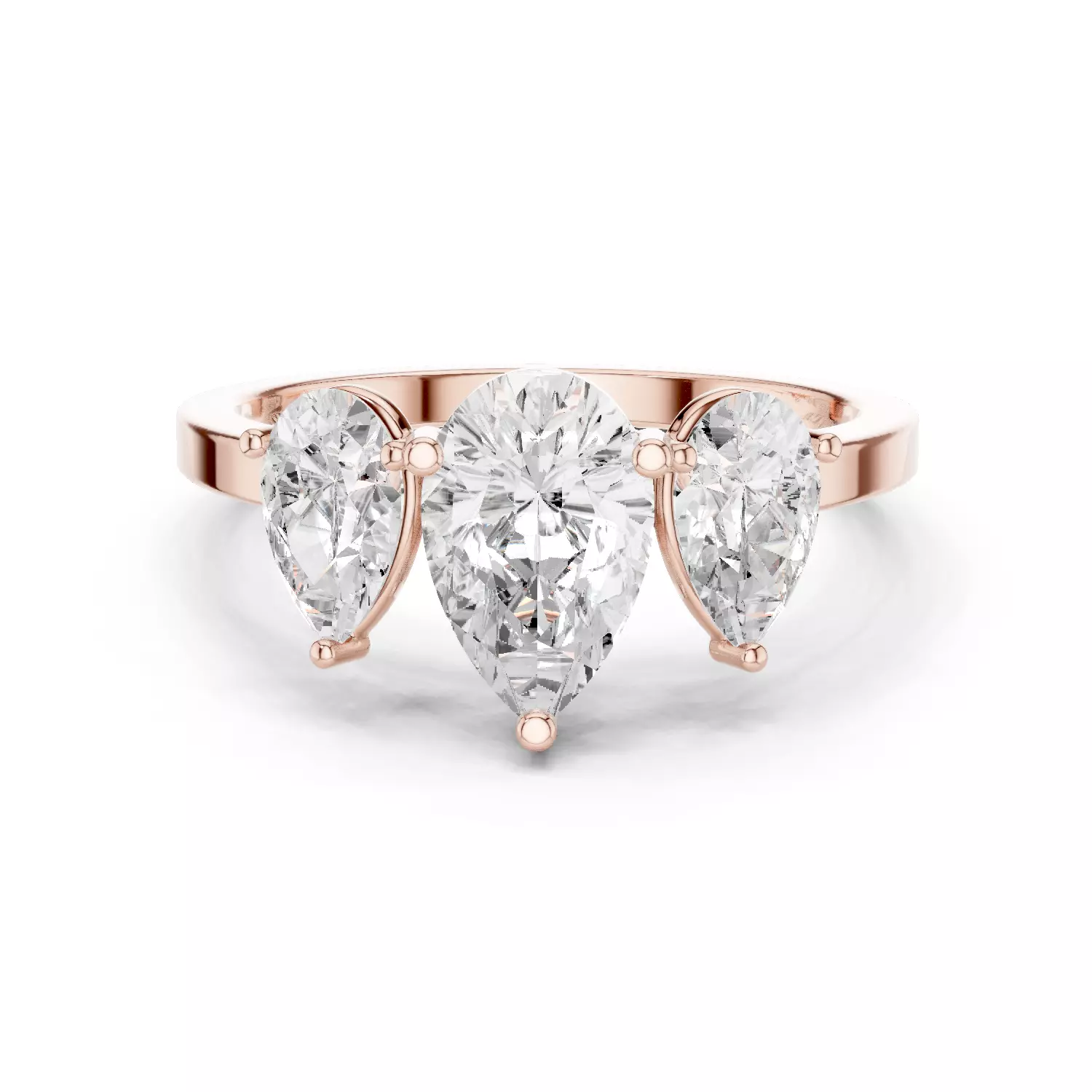 Three Stone Pear Diamond Engagement Wedding Ring 3DM STL Video 3D print model