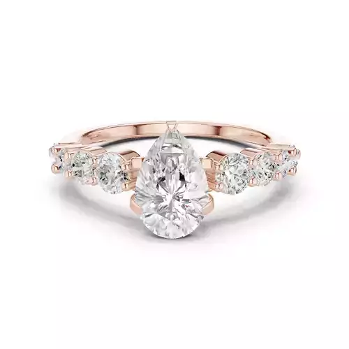 Pear Round Cut Diamond Engagement Wedding Ring 3DM STL Video