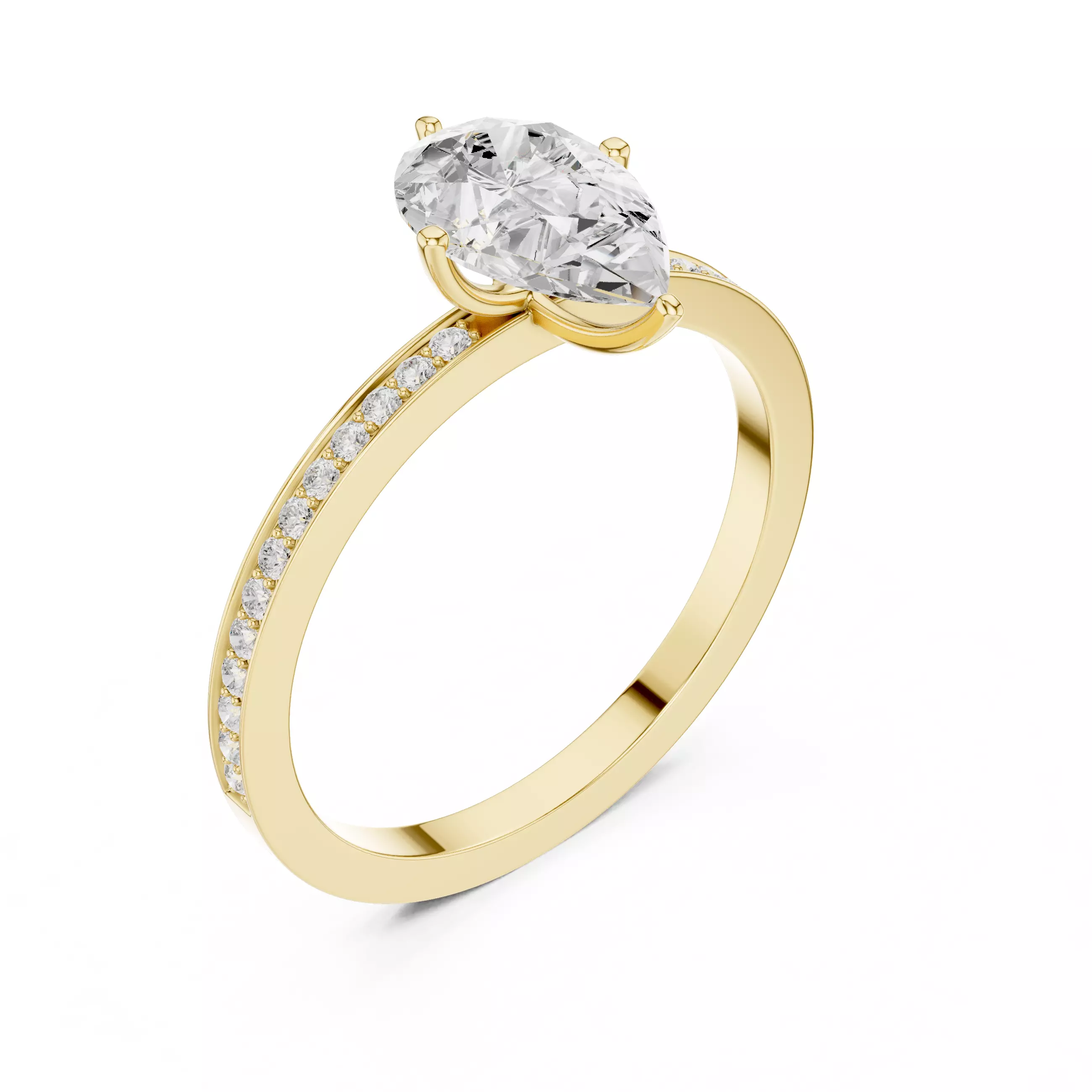 1CT Pear Diamond Engagement Wedding Ring 3DM STL Video 3D print model_8