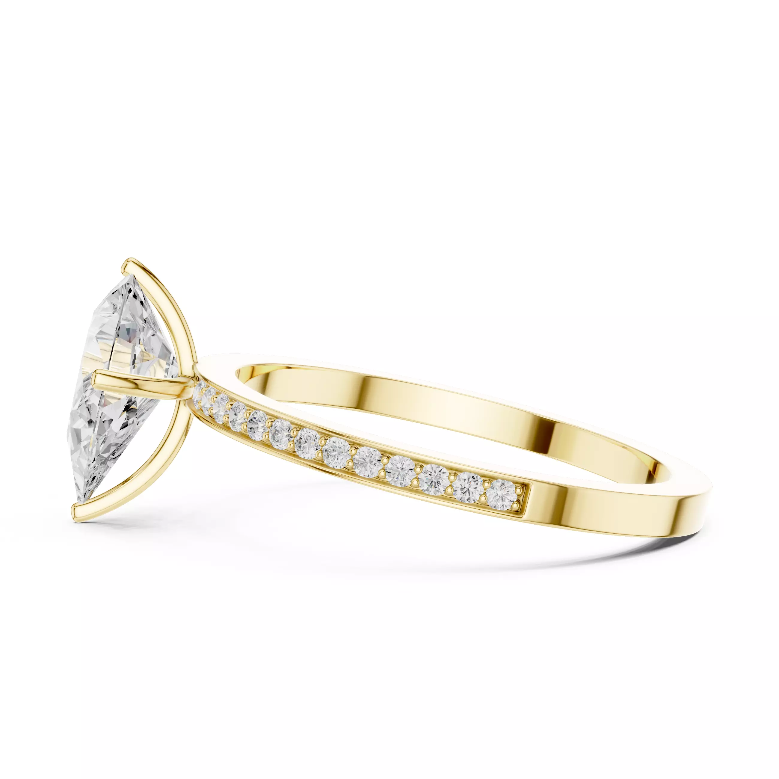 1CT Pear Diamond Engagement Wedding Ring 3DM STL Video 3D print model_9