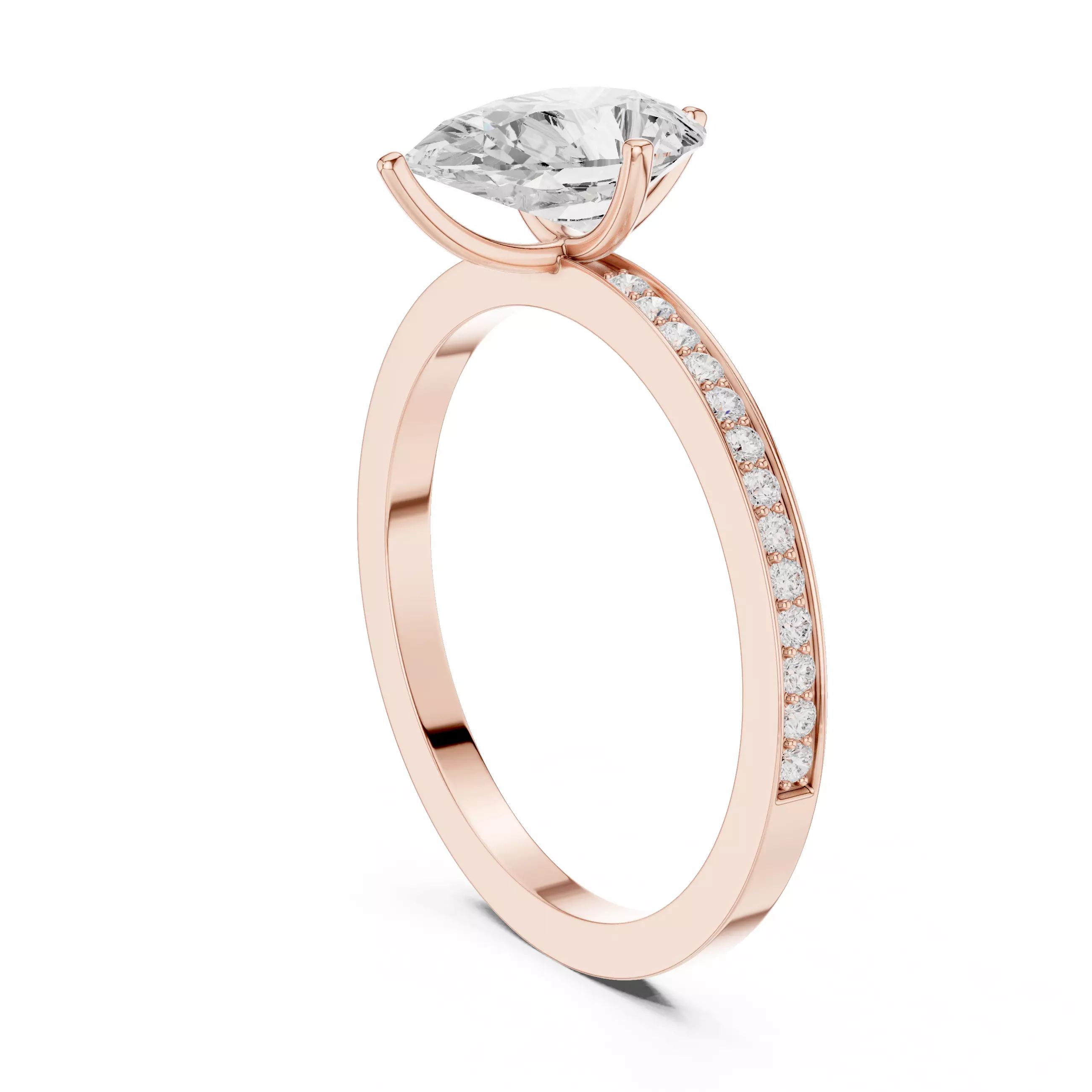 1CT Pear Diamond Engagement Wedding Ring 3DM STL Video 3D print model_3