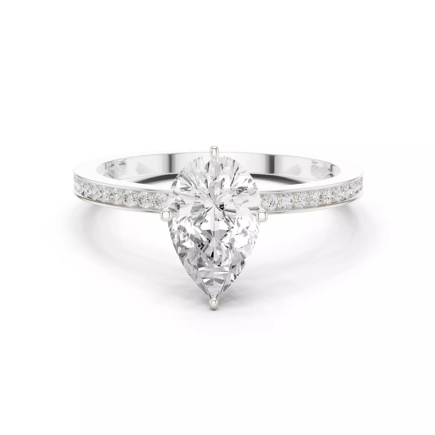 1CT Pear Diamond Engagement Wedding Ring 3DM STL Video 3D print model_2