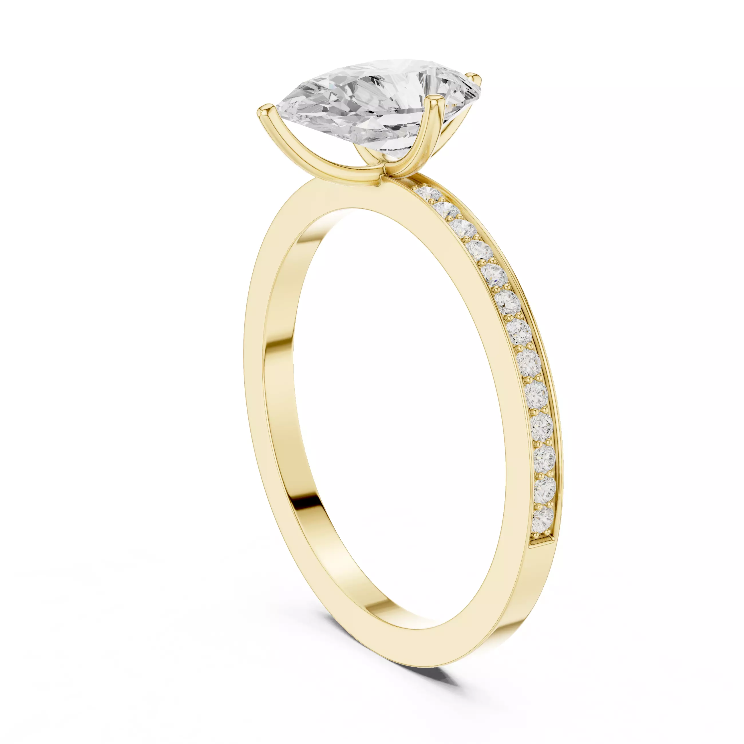 1CT Pear Diamond Engagement Wedding Ring 3DM STL Video 3D print model_7