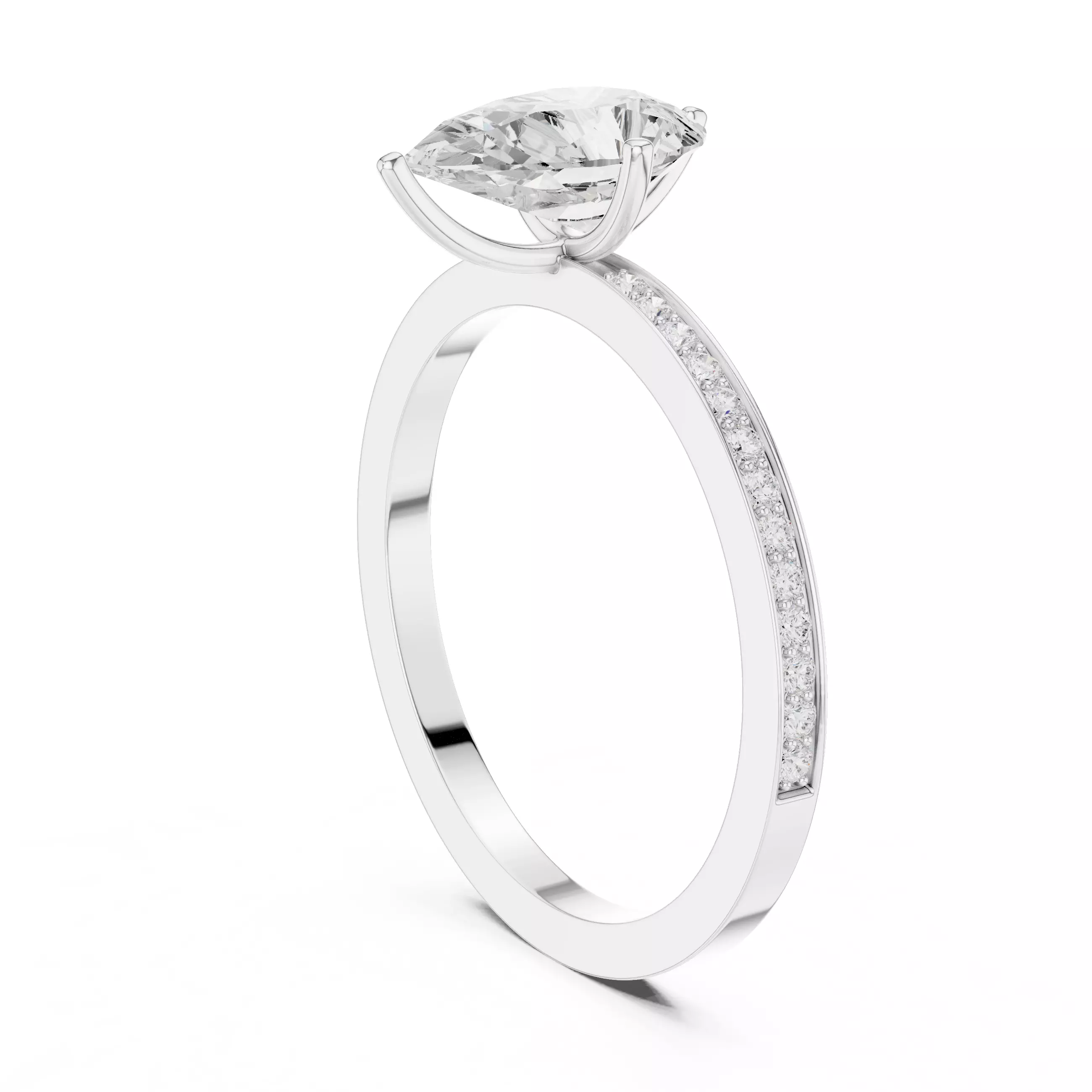 1CT Pear Diamond Engagement Wedding Ring 3DM STL Video 3D print model_11