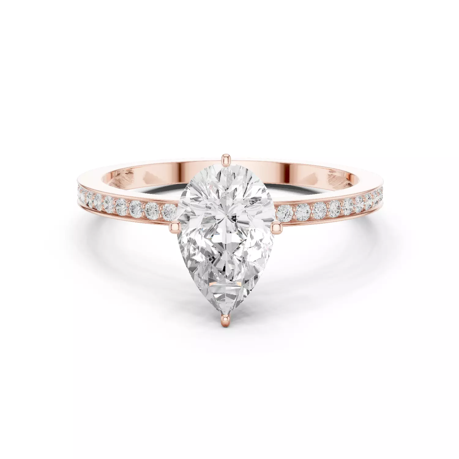 1CT Pear Diamond Engagement Wedding Ring 3DM STL Video 3D print model_0