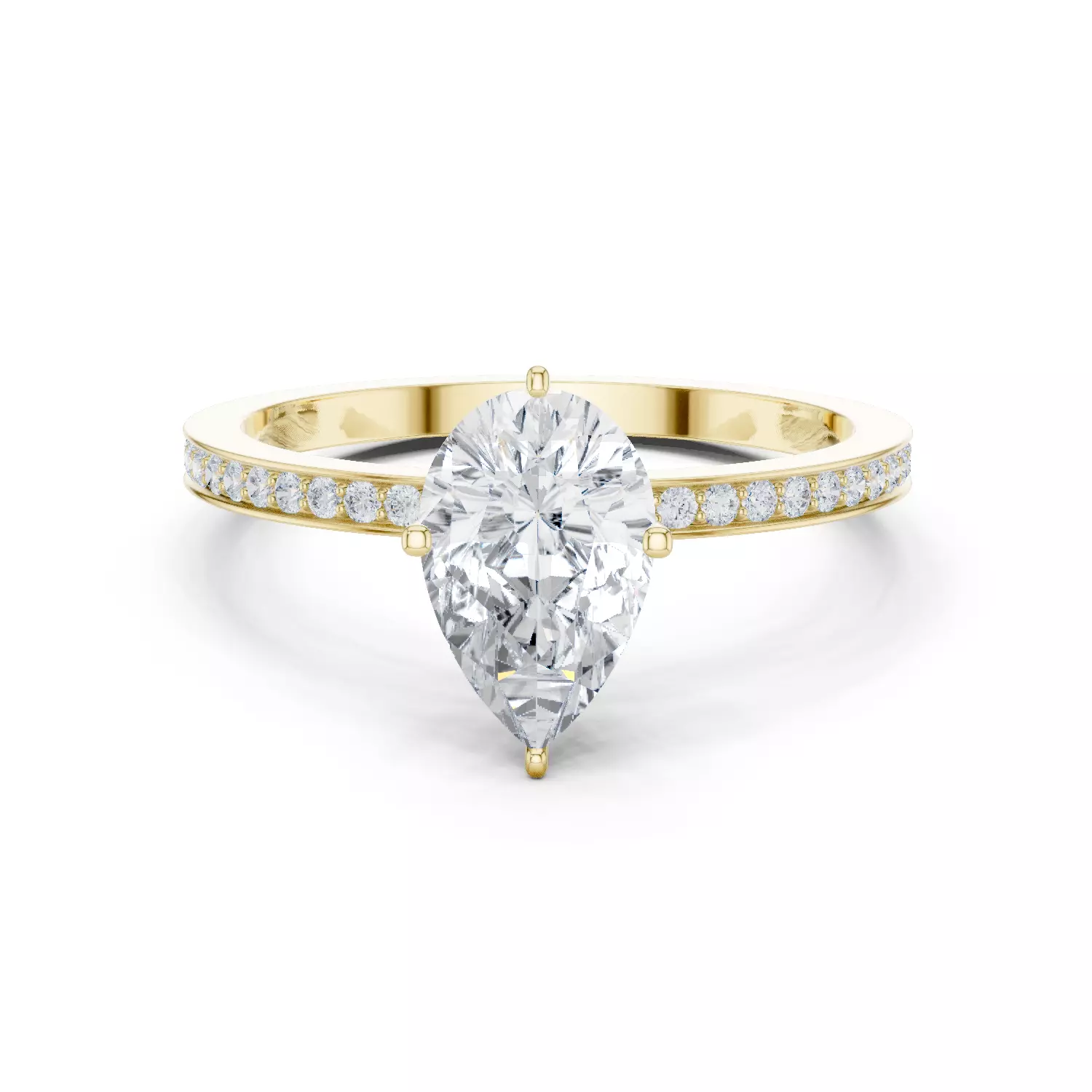 1CT Pear Diamond Engagement Wedding Ring 3DM STL Video 3D print model_1