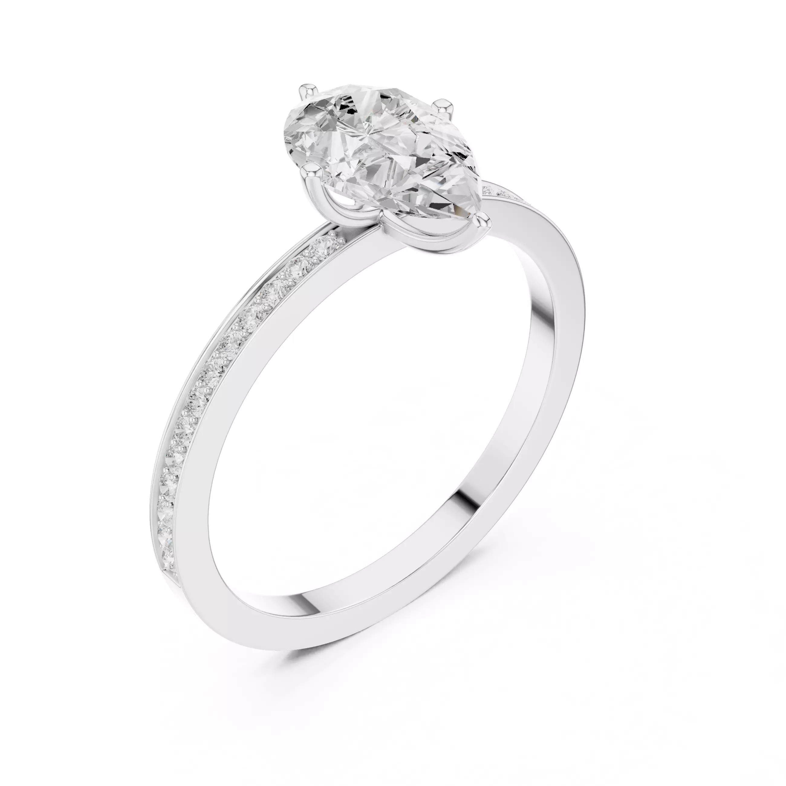 1CT Pear Diamond Engagement Wedding Ring 3DM STL Video 3D print model_12