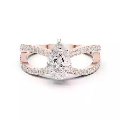 1CT Pear Cut Diamond Double Shank Wedding Ring 3DM STL Video 3D print model