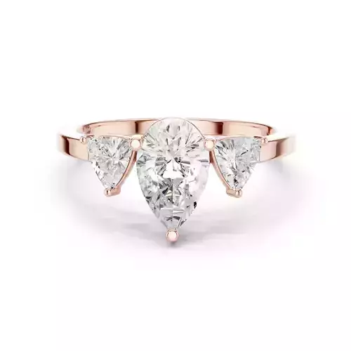 Three Stone Pear and Trillion Cut Engagement Ring 3DM STL Video
