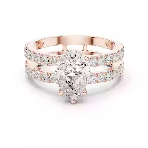 Double Band Pear Cut Engagement Wedding Ring 3DM STL Video