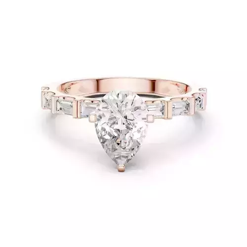 Pear and Baguette Cut U Cut Setting Wedding Ring 3DM STL Video