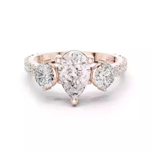 Pear and Round Diamond Engagement Wedding Ring 3DM STL Video