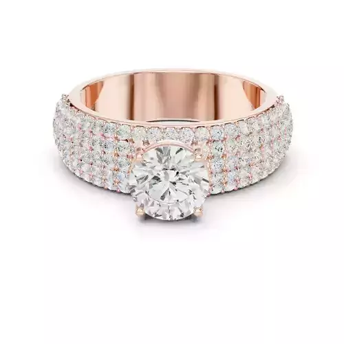 Round Cut Cluster Wide Band Engagement Ring 3DM STL Video